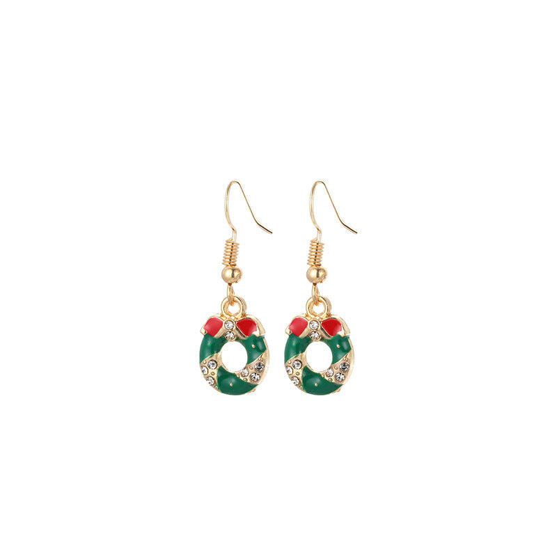 Wholesale Christmas Series Fashion Alloy Christmas Tree Old Man Bell Elk Candy Cane Earrings